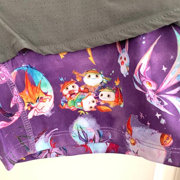 3/$15 NEW Dota 2 Logo Printed Shorts with Zippered Pocket in Gray/Purple - Picture 2 of 9